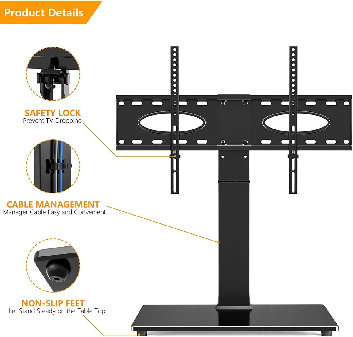 Cabinet Universal Swivel Tabletop, Universal Swivel for 37-55 Inch Tvs, Height Adjustable Tv Table Stand, Base Holds Up to 88Lbs