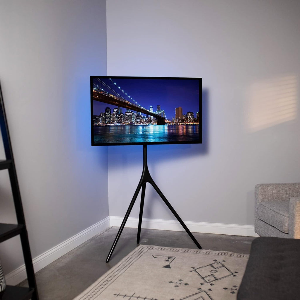 Universal TV Stand TV Stand for Bedroom Artistic Easel 45 to 65 Inch LED LCD Screen, Studio TV Display Stand, Adjustable TV Mount with Swivel and Tripod Base Universal Television Stands