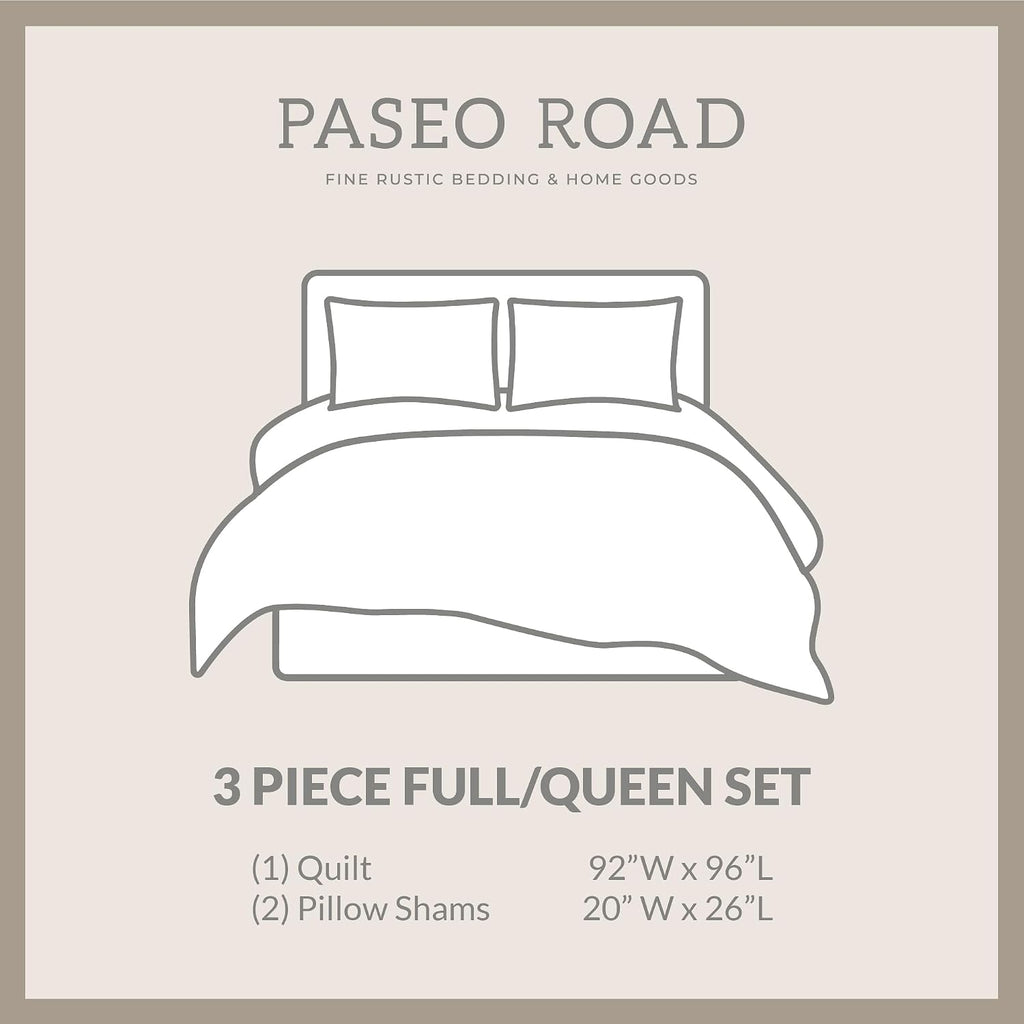 Paseo Road Del Sol Queen Quilt Set, 3 Piece Rustic Western Bedding Set with Pillow Sham, Lightweight Reversible Cotton Quilt with Southwestern Aztec Pattern, Soft Breathable Cozy Boho Bedding