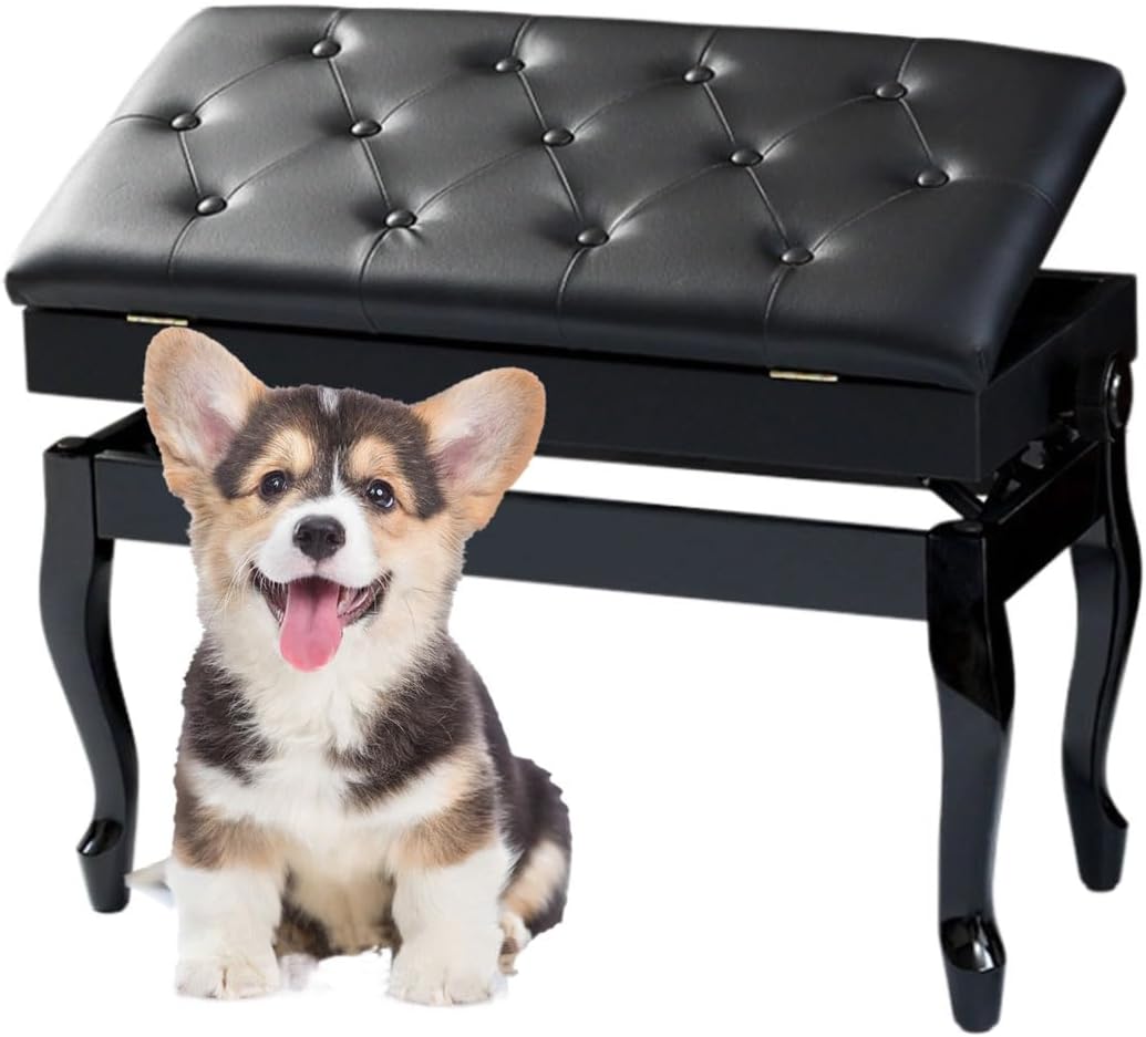 Piano Bench Piano Bench with Storage Piano Accessories Piano Bench Adjustable Height Vanity Stool Piano Bench Black Length 72cm*Width 34cm