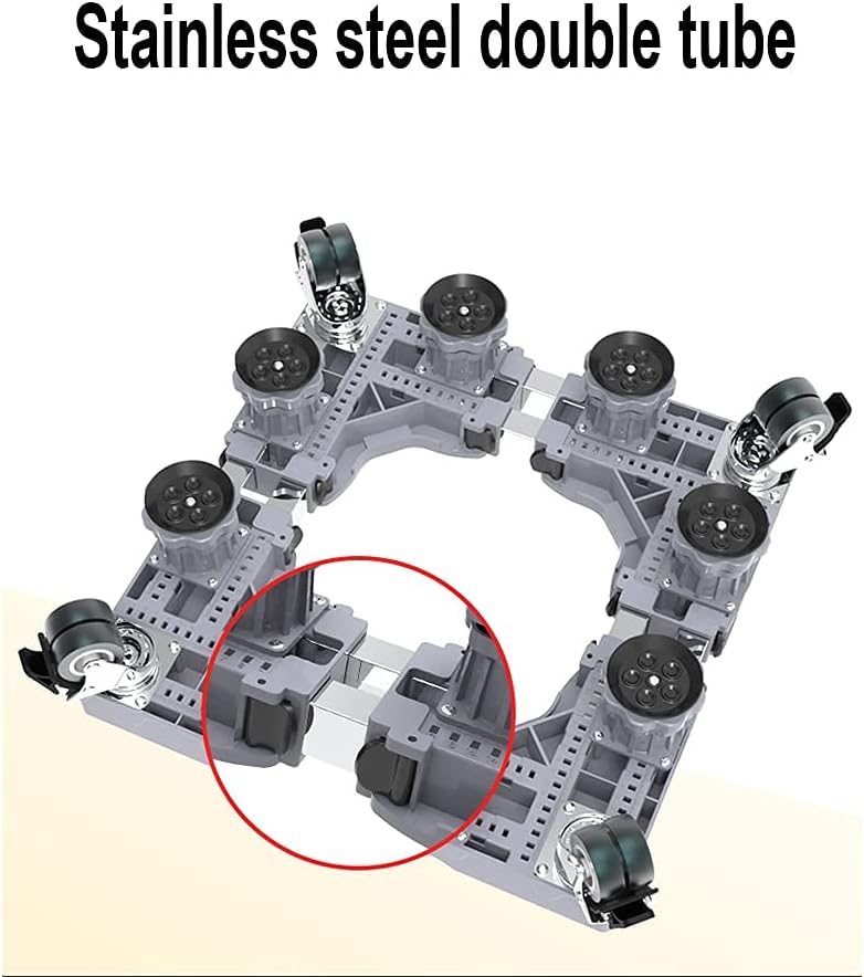 Adjustable Washing Machine Base Washing Machine Stand Base Movable Multi-Functional Base with 8 Legs 4 Wheels Washing Machine Dryer Universal Rack Adjustable Length 45-60cm Wi