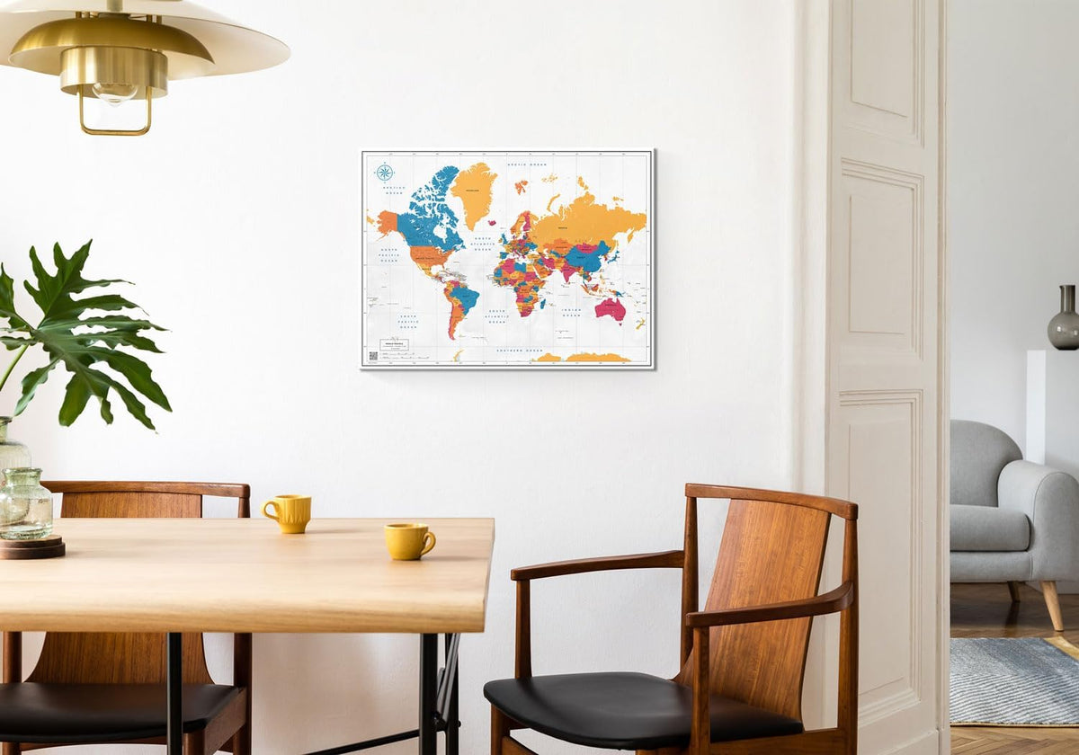 World Map Canvas with Pins: Explore Political or Tourist Destinations in 5 Colors. | Perfect Gift for Travelers' sized 22' x 16' | by Pin Adventure map (California, Political map)