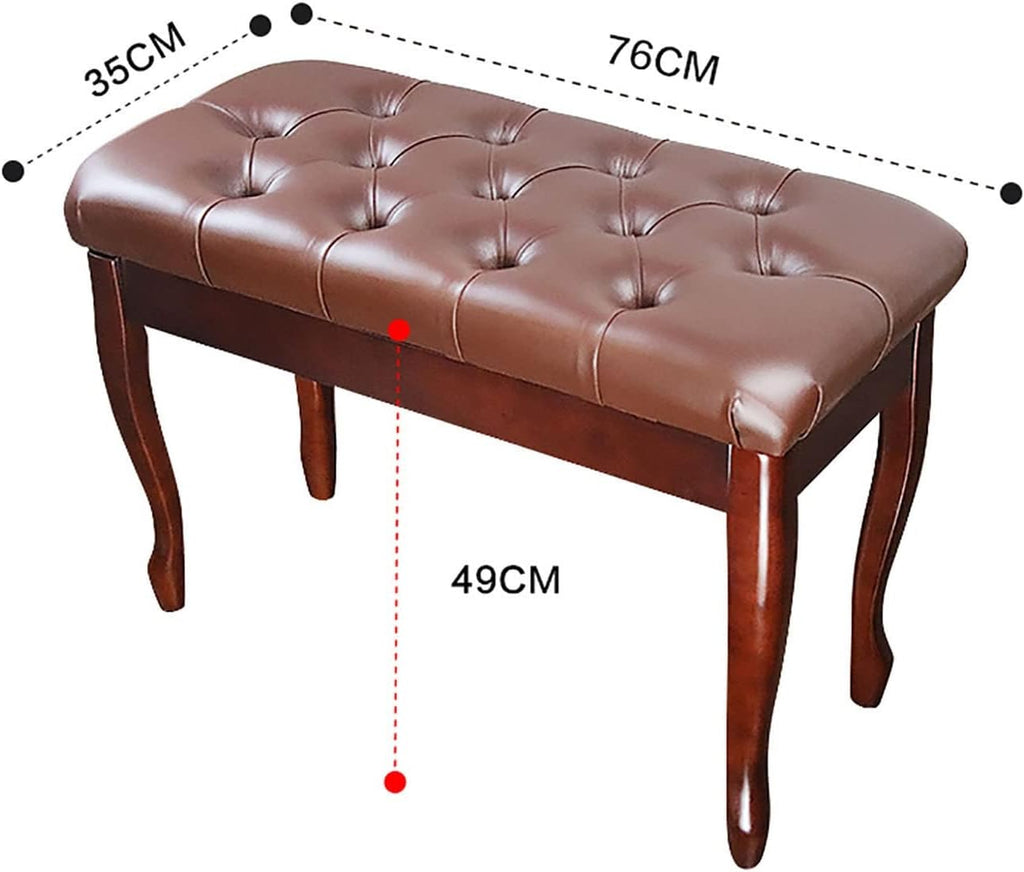 Faux Leather Piano Stool Duet Leather Piano Bench Deluxe Wood Piano Stool with Large Storage Box Keyboard Bench Vanity Stool,76 X 35 X 49Cm,Perfect for Home & Professional Use (Brown)