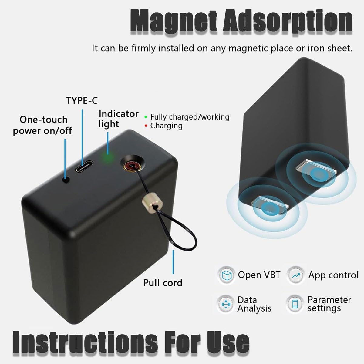 Portable Velocity Based Training Tool Device,Speed and Strength Linear Encoder with App Control,Vbt Linear Position Transducers for Gym,50h Battery & Realtime Training Data Tracking