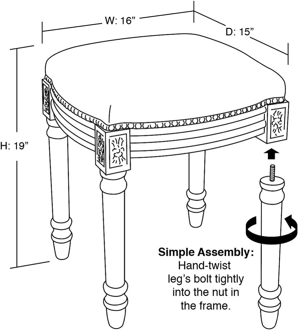 Black Gingham Vanity Stool