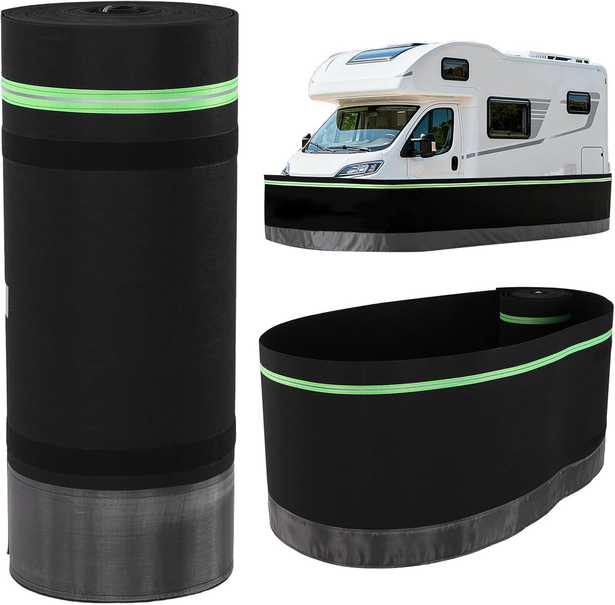 RV Skirting Kit 39.4x85.3 Ft, Easy Install Mobile Home Skirting with Felt Fabric - Wind & Weather Barrier for Travel Trailers, Campers & RVs - Thick Protective Wrap