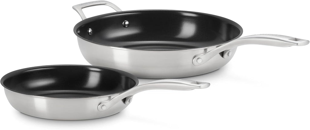Essential Stainless Steel Set of 2 Non-Stick Round Frying Pan, 9.5' and 11 '