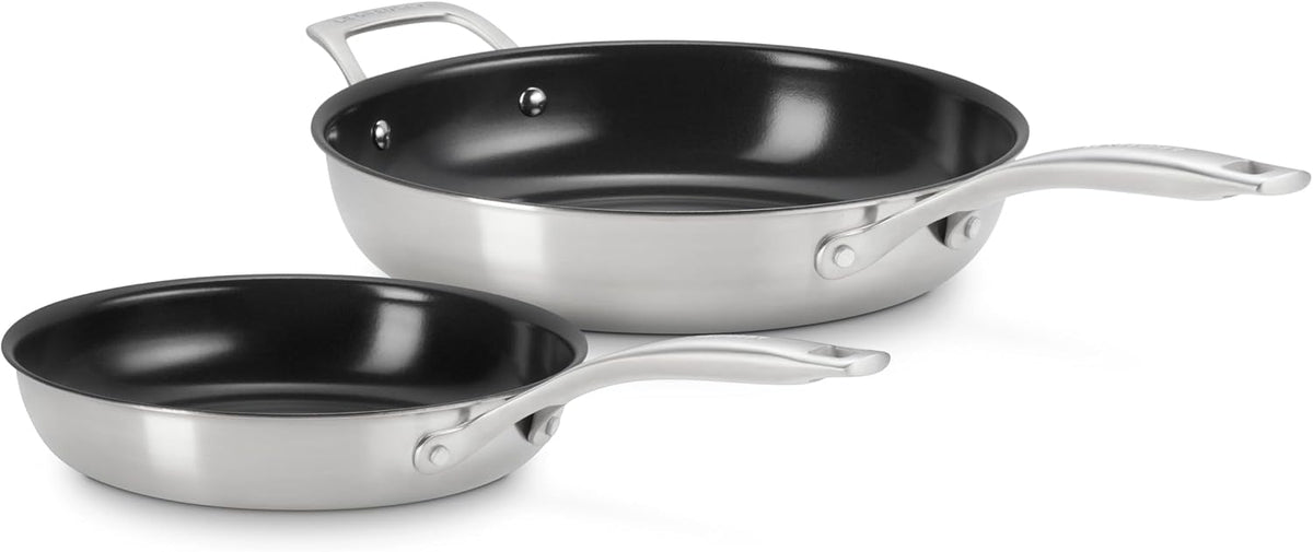 Essential Stainless Steel Set of 2 Non-Stick Round Frying Pan, 9.5' and 11 '