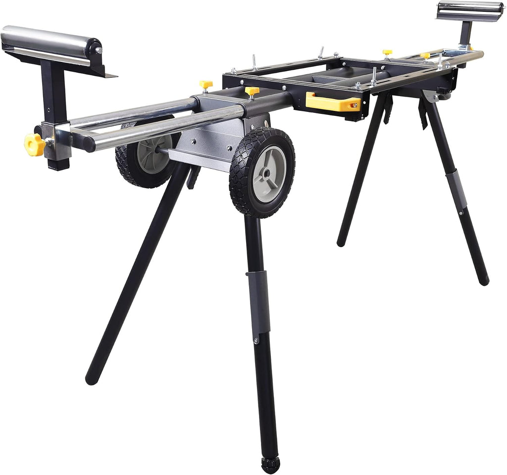 Deluxe Heavy Duty Rolling Miter Saw Stand with 8 in Wheels 330 Lbs Load Capacity Black and Grey Single Pack WK-MS029E-2