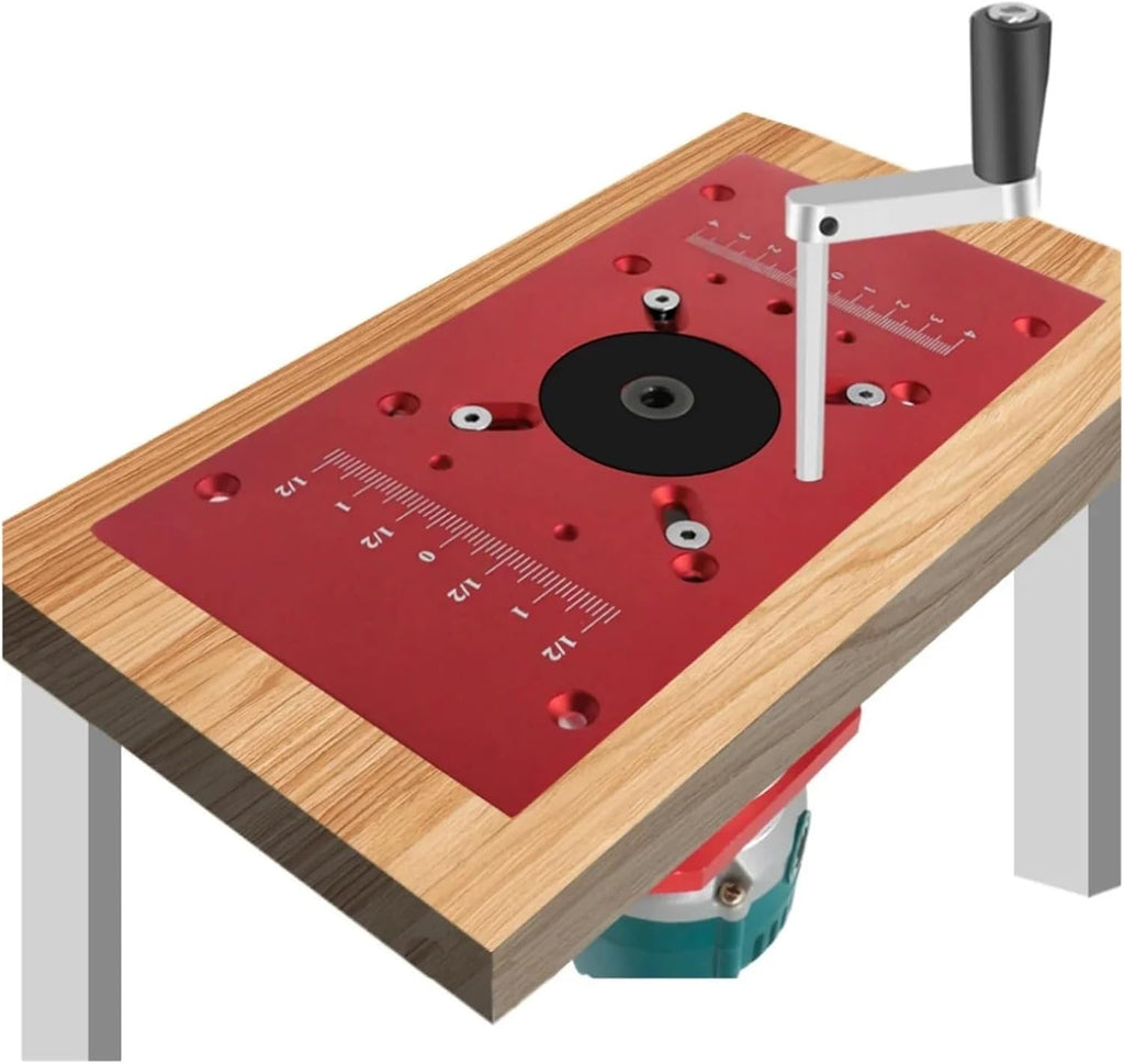 Router Lift with Fixed Base - Aluminum Router Insert Plate - Woodworking Universal Router Lift Base for 65mm Dia Router Motor(Single Red Plate)