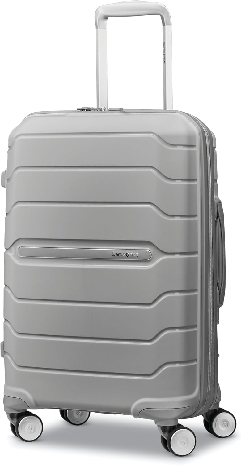 Samsonite Freeform Hardside Carry-On Luggage with Spinner Wheels - Hardshell Suitcase - TSA, Airline-Approved - Expandable Hard Shell, Smooth Rolling Wheels for Lightweight Travel - Light Grey