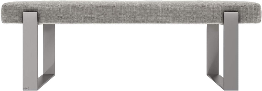 VANT Upholstered Bed Bench - Weave Moondust Grey - Brushed Nickel - Contemporary Modern, Bedroom Bench Seat, Hallway, or Entryway
