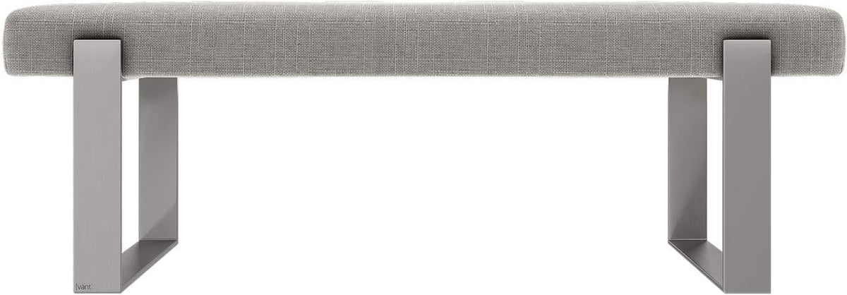 VANT Upholstered Bed Bench - Weave Moondust Grey - Brushed Nickel - Contemporary Modern, Bedroom Bench Seat, Hallway, or Entryway