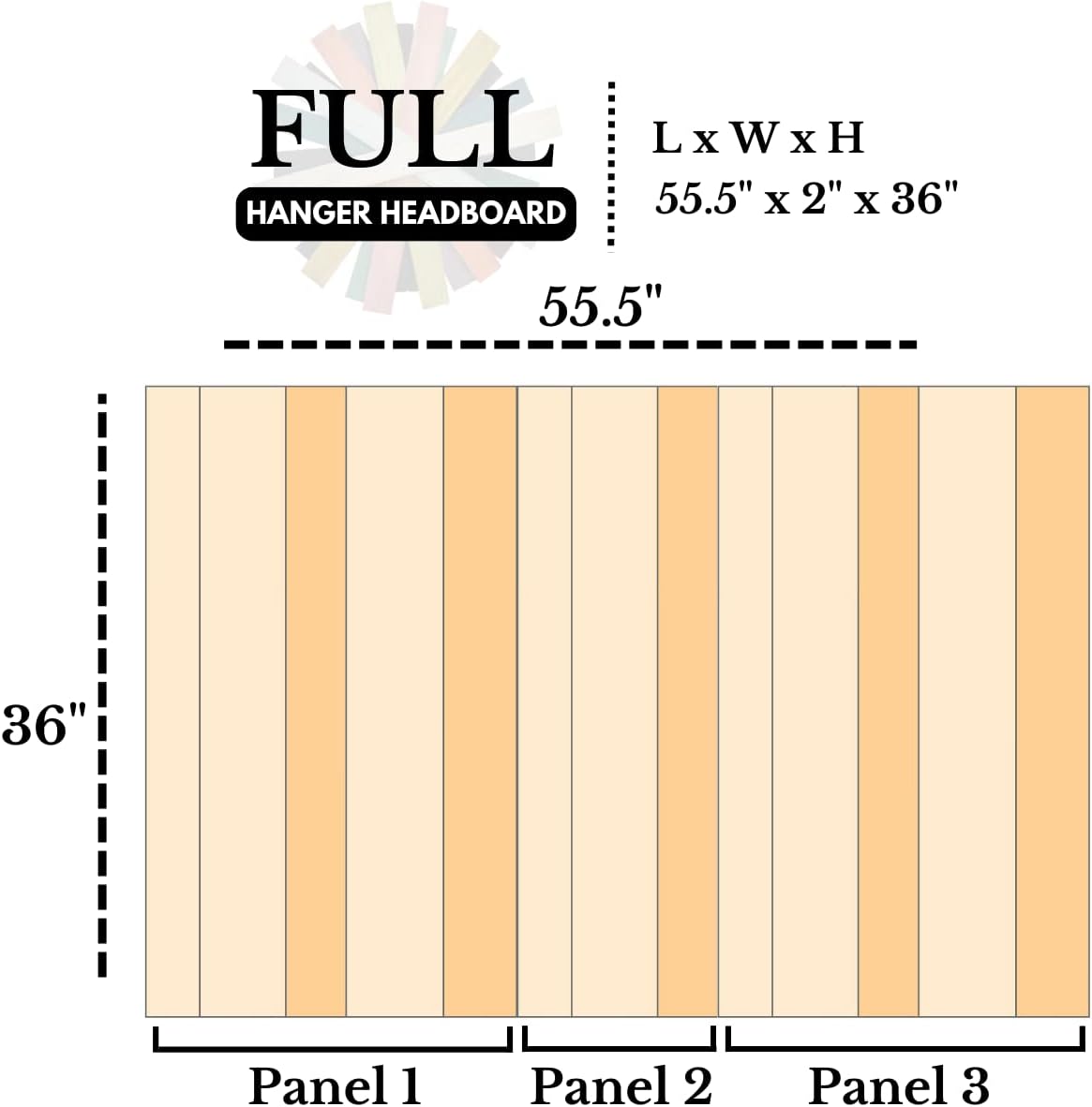 Barn Walls All Terrain Mix Design, Multicolored, Solid Wood Headboard, Floating Panels, Wall Mount, Adjustable Height, Easy Installation, Full Size