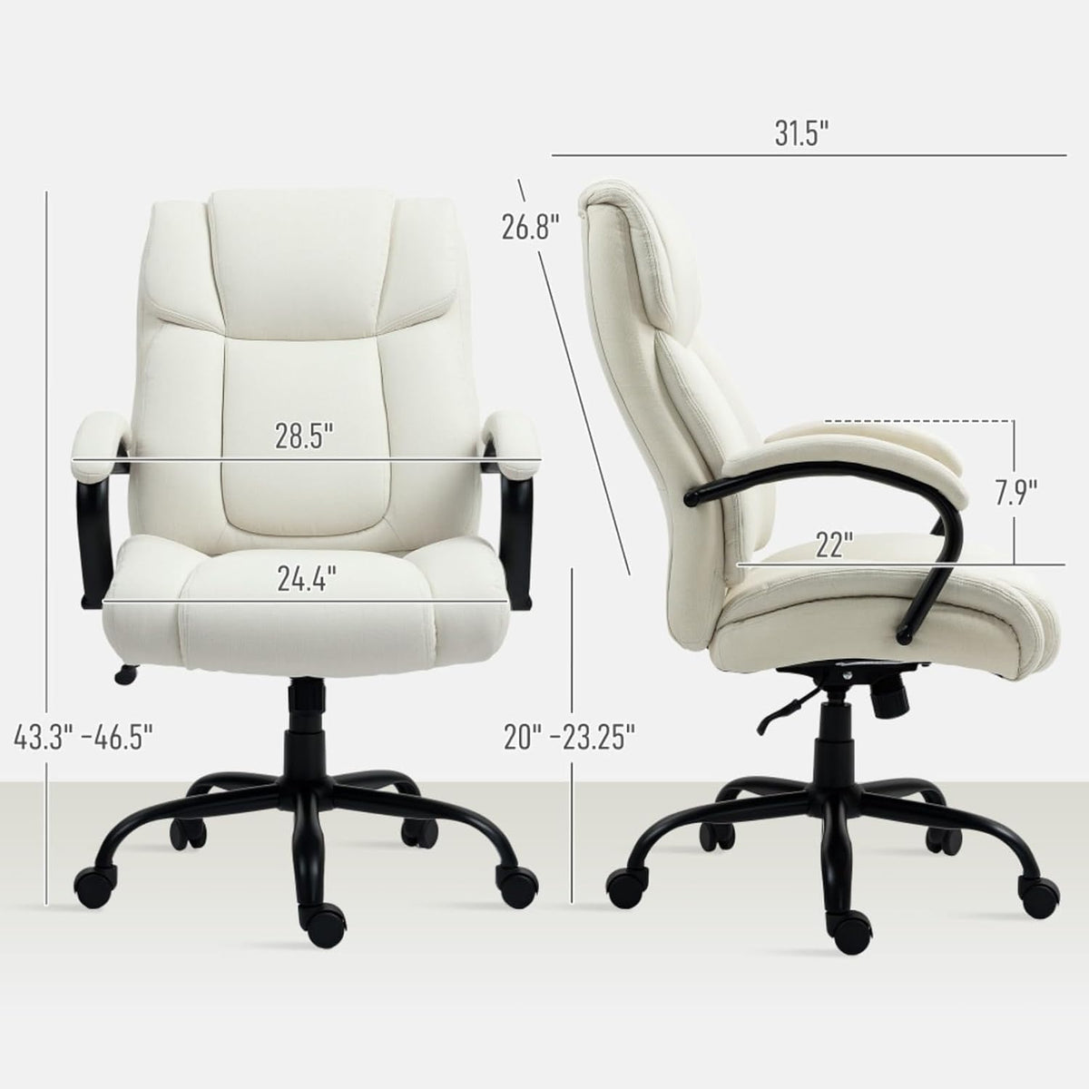 Hassyee Comfortable Design Executive Office Chair with Universal Wheels, Curved Backrest Design Home Office Table Chair with Adjustable Height