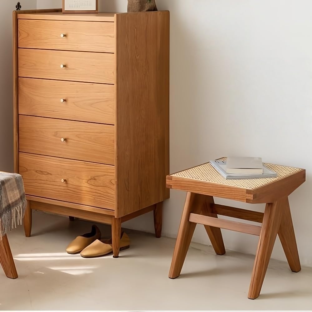 Stool with Rattan Entryway Shoe Bench Vanity Stools Dressing Stool Small Sitting for Living Room Beautiful