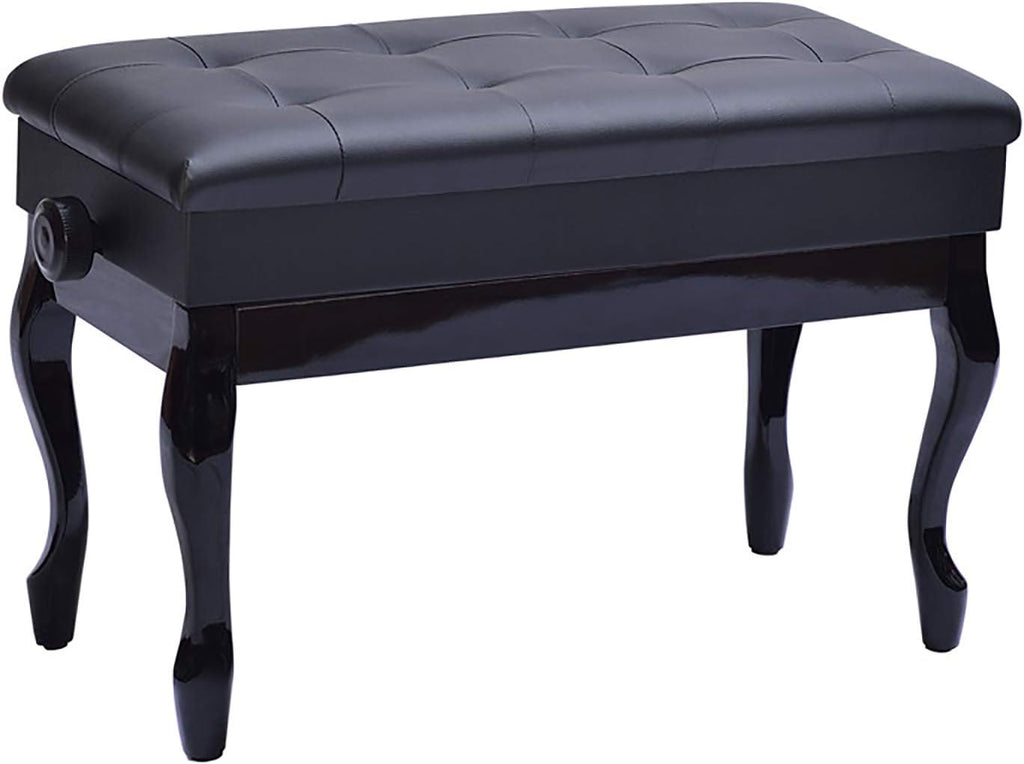 Vanity Bench,Piano Stool Adjustable Piano Bench Piano Stool with Storage SpaceBent Legs Practice Electric Piano Stool Solid Hard Wooden Construction (Black)，Black
