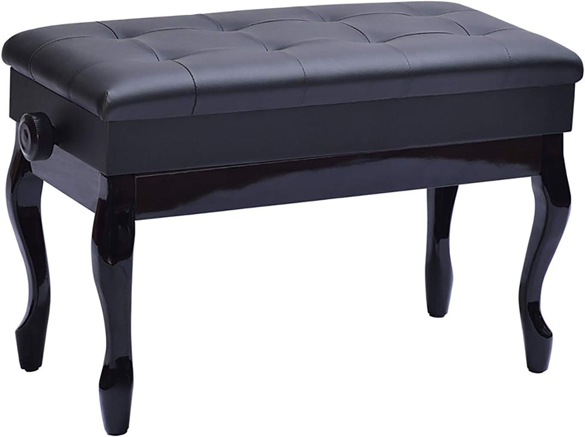 Vanity Bench,Piano Stool Adjustable Piano Bench Piano Stool with Storage SpaceBent Legs Practice Electric Piano Stool Solid Hard Wooden Construction (Black)，Black