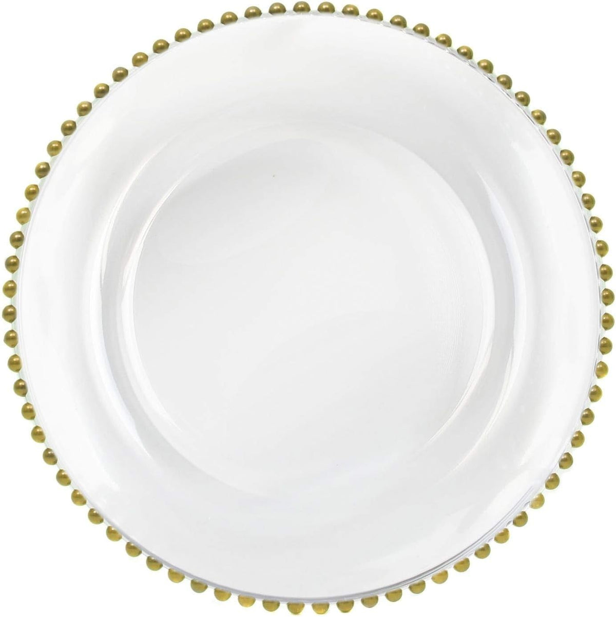 Tiger Chef Glass Chargers for Dinner Plates - Round Charger Plates Gold Beaded - Plate Chargers Wedding Décor Placemats Set of 12