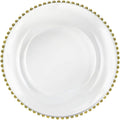 Tiger Chef Glass Chargers for Dinner Plates - Round Charger Plates Gold Beaded - Plate Chargers Wedding Décor Placemats Set of 24