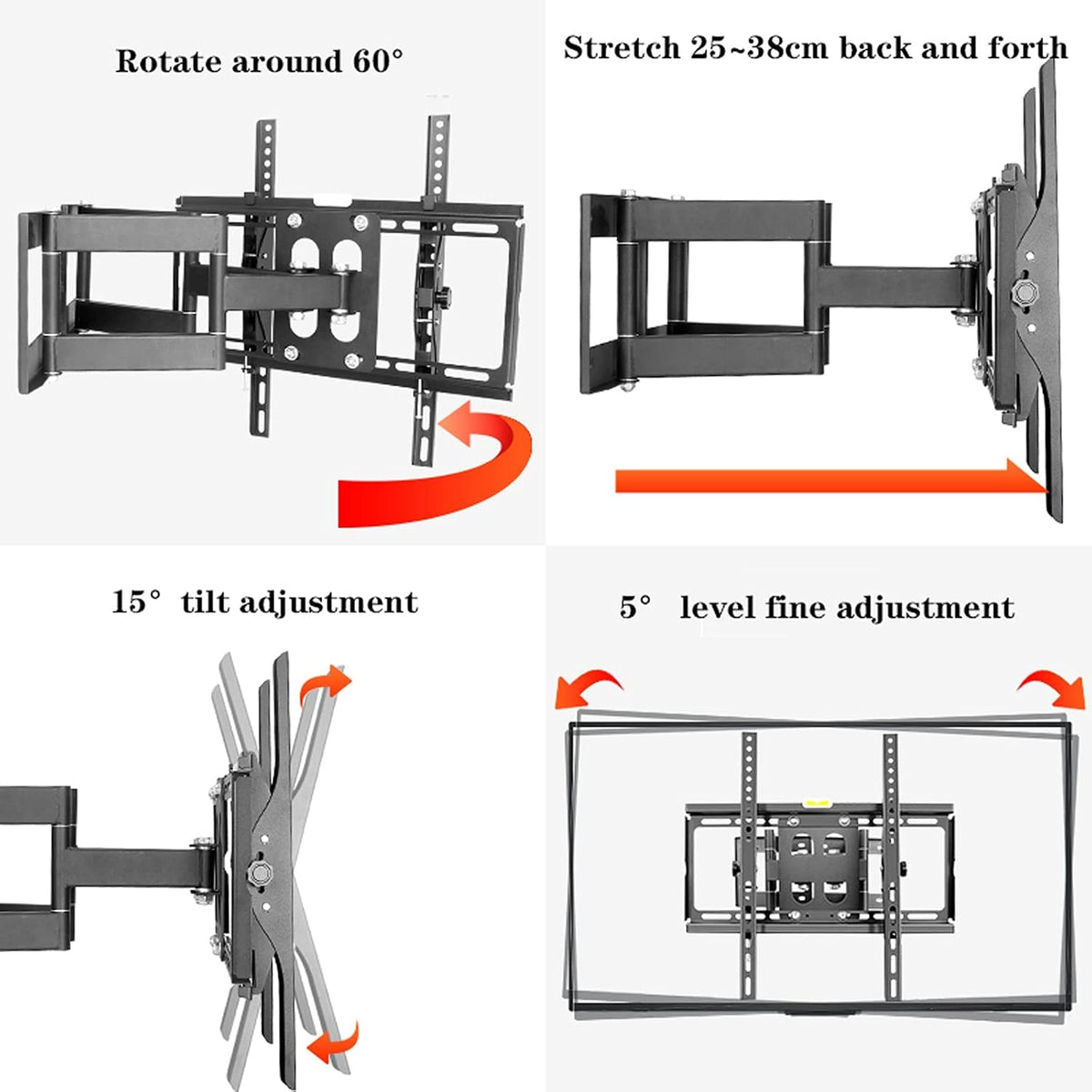 Universal Tv Stand Tv Stand Base Six-Arm Corner Tv Bracket Full Motion Wall Mount Extension Swivel Tilt Tv Bracket with Dual Base Fits Most 32 to 70 Inch Flat S,Yellow-L