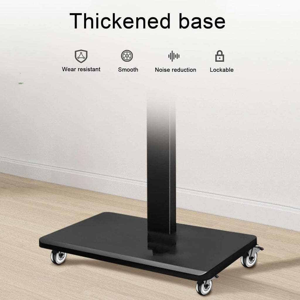Mobile TV Cart Rolling TV Stand with Wheels - for 32-60 Inch Portable Floor TV Stand Base Trolley, 0-90° Horizontal and Vertical Screen Switching Mobile TV Cart, Holds Up