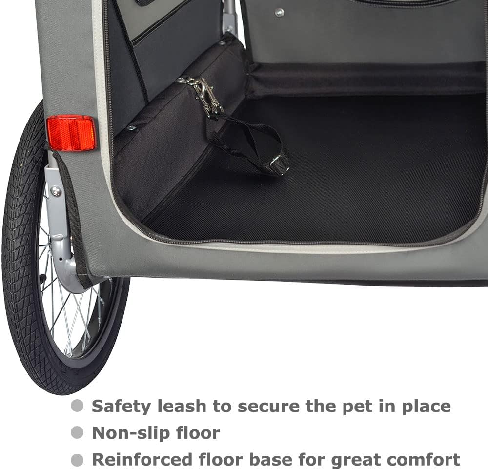 Doggyhut Original Large Pet Bike Trailer & Stroller 2-in-1,for Dogs up to 78 lbs,Parking Brakes,Easy Folding Cart Frame, Quick Release Wheel, Universal Bicycle Coupler (Gray)