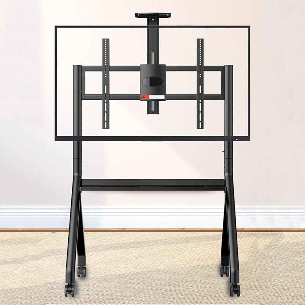 Universal Floor Stand for Interactive Whiteboards and TVs, Mobile Base with Lockable Wheels for Secure Movement in Office, Classroom, and Home Settings