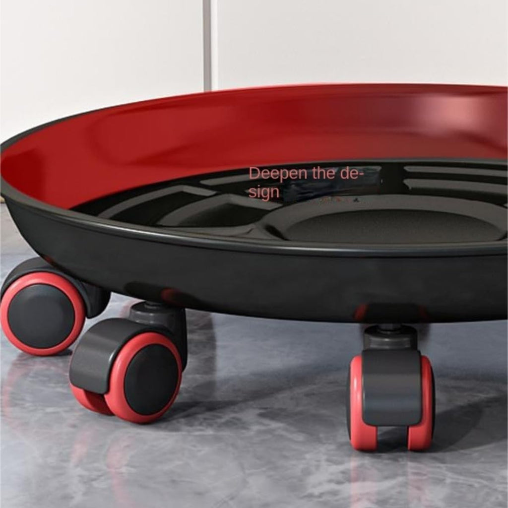 Rolling Plant Stand Thickened Mobile Tray Universal Wheel Household Flower Pot Base Round Iron Plate Plant Caddy for Flower Pot(Black,38cm)