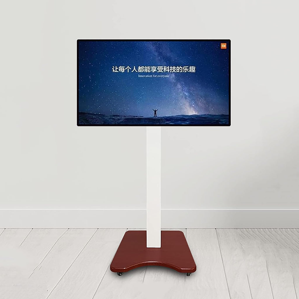 Universal TV Stand Mobile TV Cart With Wheels For 27-55 Inch Screen, Portable Outdoor Floor TV Stand With Wooden Base, For Home Office