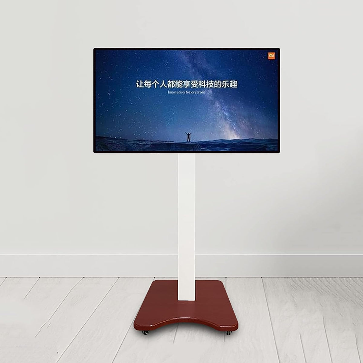 Universal TV Stand Mobile TV Cart With Wheels For 27-55 Inch Screen, Portable Outdoor Floor TV Stand With Wooden Base, For Home Office