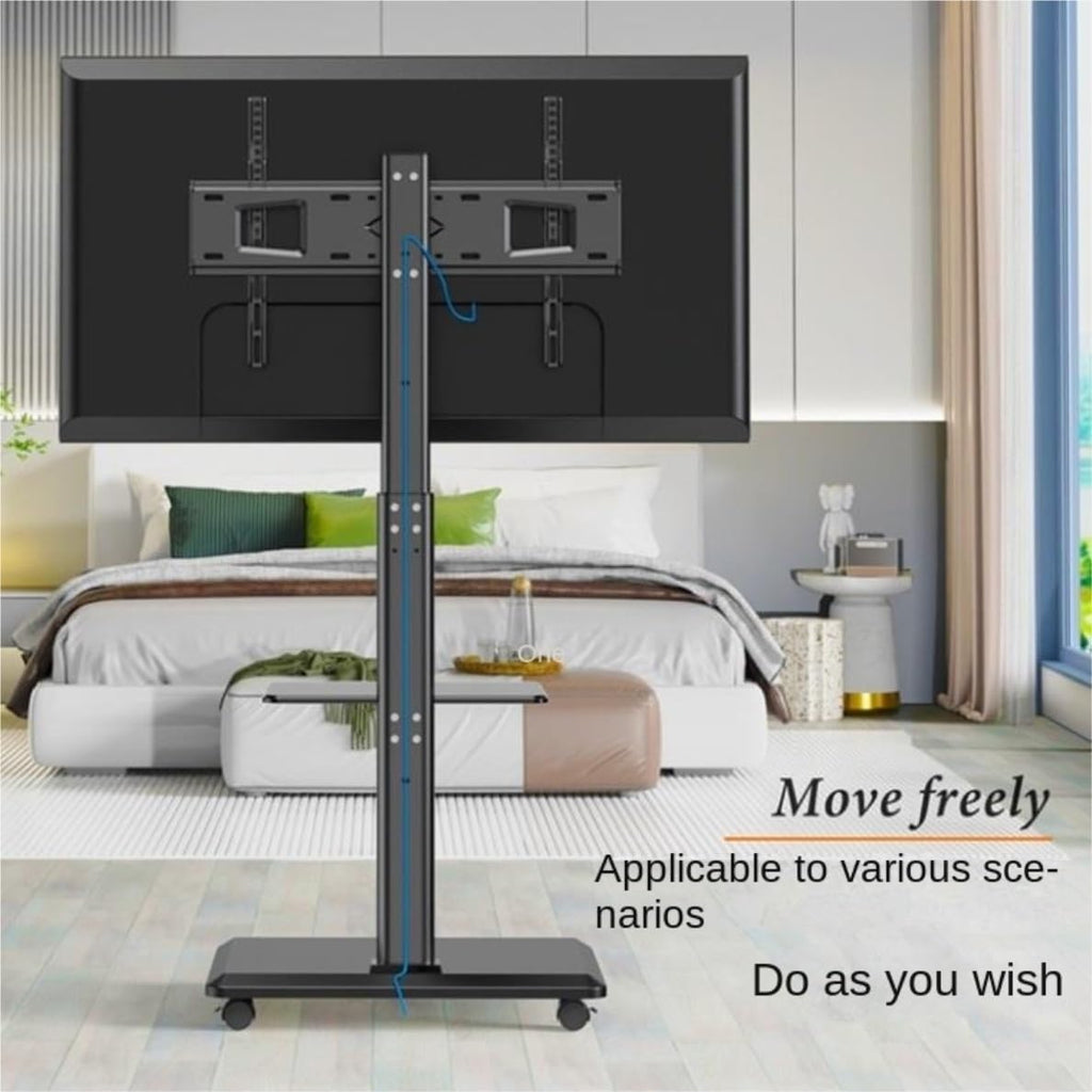 TV Stand TV Stands Floor TV Stand with Double Tray for 36 to 70 Inch TVs, Swivel TV Stand with Wheels Mobile TV Cart Adjustable Shelf Television Stands (Black 60 * 40 * 1