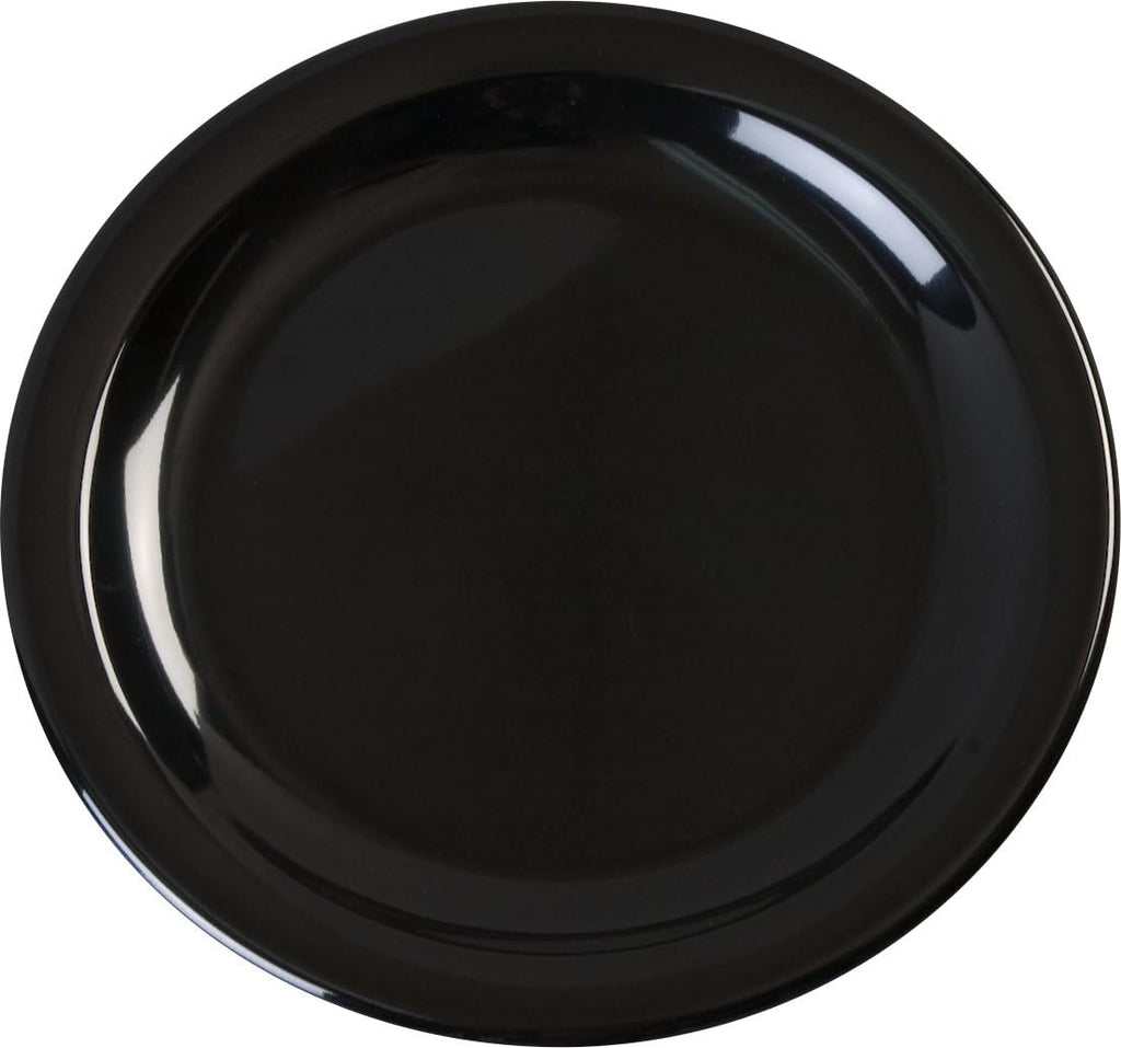 Carlisle FoodService Products Kingline Reusable Plastic Plate Dessert Plate for Home and Restaurant, Melamine, 6.5 Inches, Black, (Pack of 48)