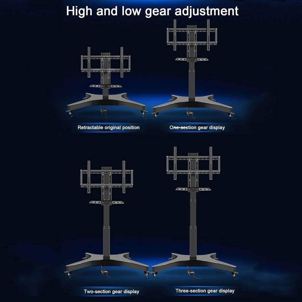 tv Mount- Motorized - Motorized TV Lift, Mobile TV Stand with Wheels Rolling TV Stand, Mobile TV Stand Cart with Height Adjustable, 4 Step Height Memory Function, Fits