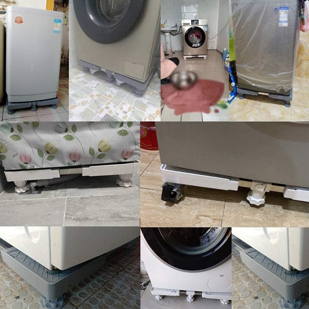 Adjustable Washing Machine Base Washing Machine Stand Base Tumble Dryer Stand Trolley Heavy Duty Roller Washing Machine Appliance Wheel Universal Adjustable 52-67cm Cookers St