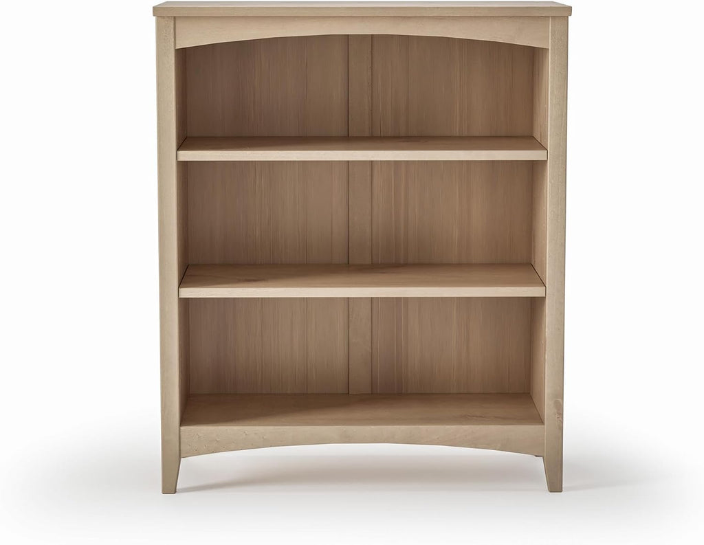 Camaflexi Shaker Style 3 Shelf Bookcase/Solid Wood / 36' High/Adjustable Shelving/Closed Back/Display Bookshelf for Living Room, Bedroom, Home and Office, Light Oak