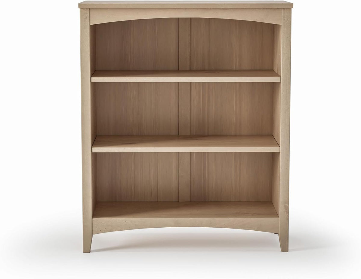 Camaflexi Shaker Style 3 Shelf Bookcase/Solid Wood / 36' High/Adjustable Shelving/Closed Back/Display Bookshelf for Living Room, Bedroom, Home and Office, Light Oak