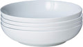 Denby White Porcelain Pasta Bowls Set of 4 - Dishwasher Microwave Safe Crockery 1.18L - Glazed Chip & Crack Resistant Tableware