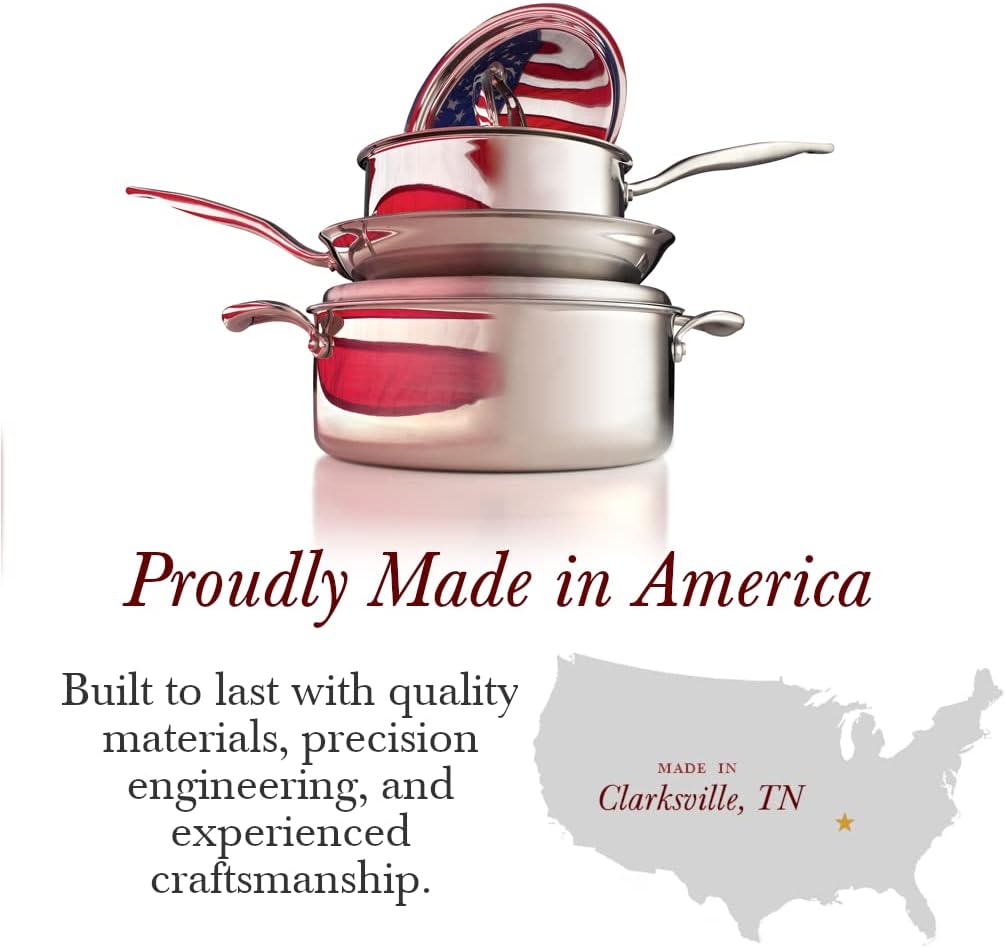 Heritage Steel 1.5 Quart Sauté Pan with Lid - Titanium Strengthened 316Ti Stainless Steel with 5-Ply Construction - Induction-Ready and Fully Clad, Made in USA