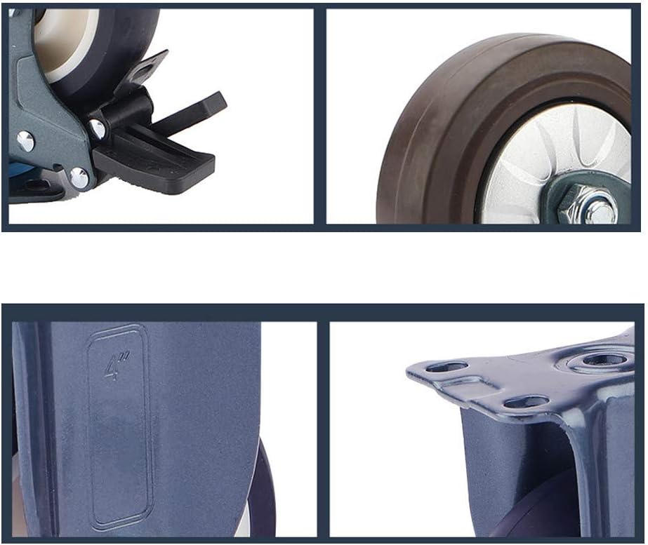 Heavy Duty Swivel Casters 4 Pack Rubber Base Metal Plate Double Locking for Furniture Durable and Sturdy Wheel Casters for Easy Mobility and Safety-Universal-4in/100mm