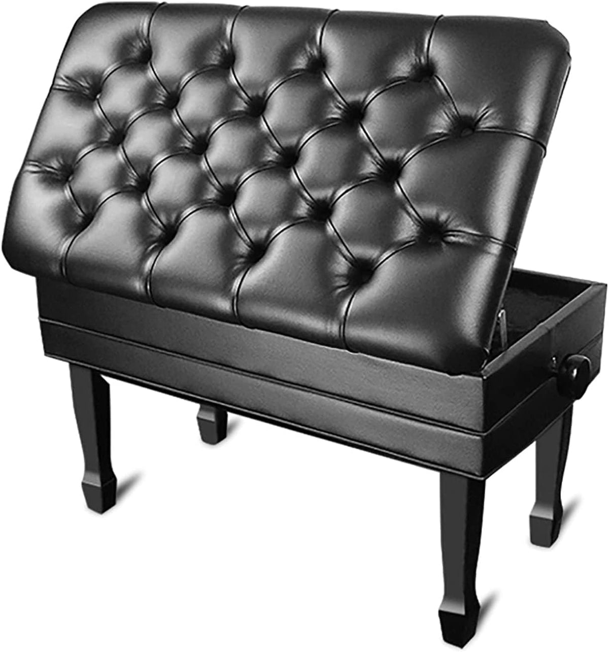Piano Stool Piano Bench Dressing Table Stool Deluxe PU Leather Piano Bench, Auto Lift Duet Piano Stool with Large Storage Box, Keyboard Bench Vanity Stool, 84 x,Black