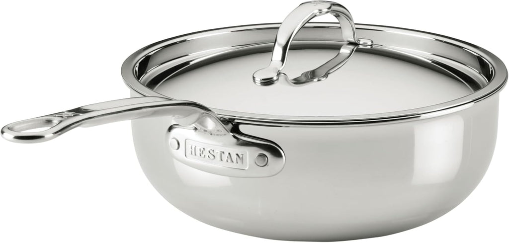 Hestan ProBond Luxe Saucepan with Lid, 2 Quart Polished Tri-Ply Stainless Steel - Professional Clad Cookware, Induction Compatible, Oven Safe