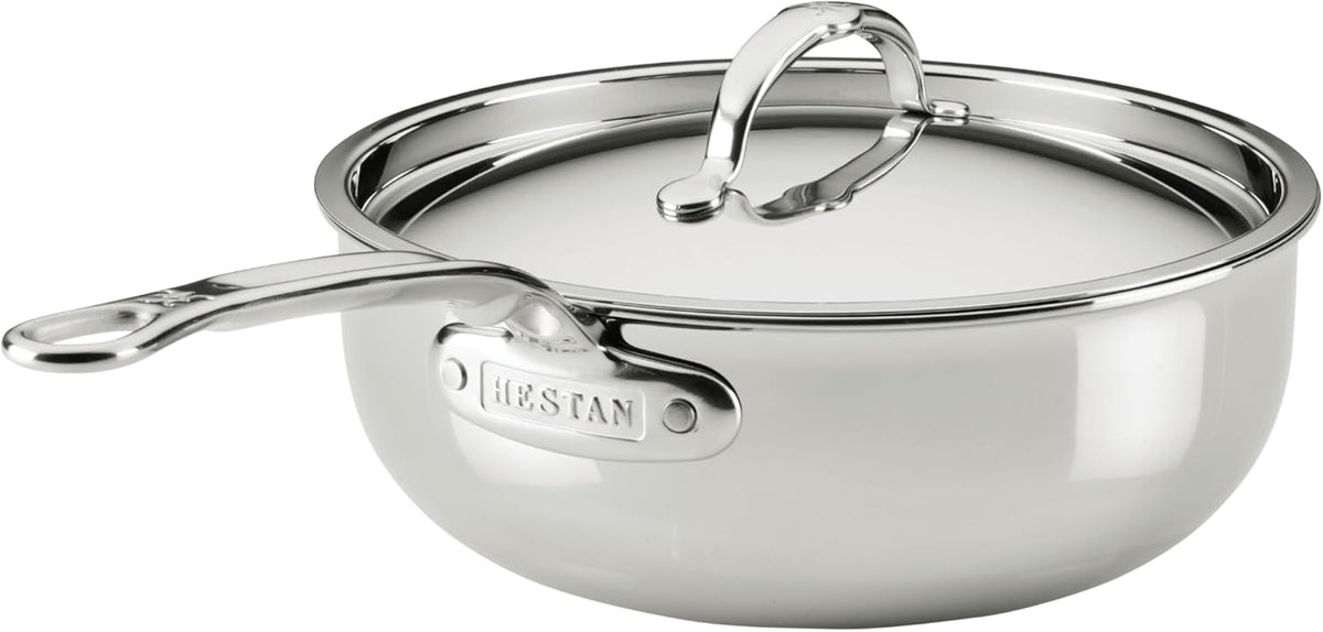Hestan ProBond Luxe Saucepan with Lid, 2 Quart Polished Tri-Ply Stainless Steel - Professional Clad Cookware, Induction Compatible, Oven Safe