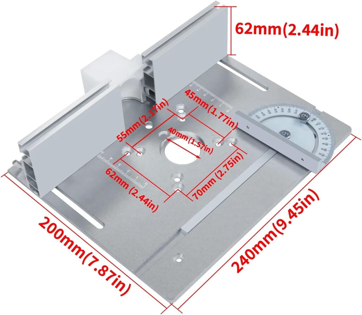Woodwork router table Router Lift & Aluminum Router Plate for Wood Trimming Machine DIY Woodworking Tool Working Benche(Silvery Plate Set)