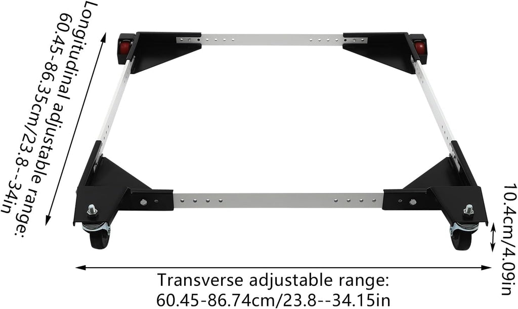 Undercat Mobile Base, Heavy Duty Universal Mobile Base, 1200 lbs Load Capacity, Adjustable Mobile Base from 23.8' x 23.8' to 34.15' x 34' for Mobilizing Small Mechanical Equipment, Home Appliances