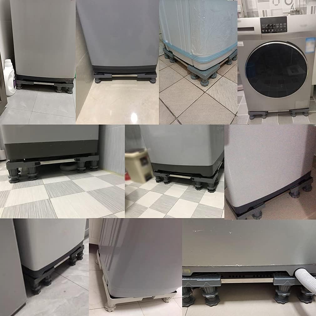 Adjustable Washing Machine Base Heavy Duty Dryer Machine Appliance Rollers Base 4 Wheels Washing Machine Stand Dryer & Fridge Furniture Carrier Universal Trolley for Refrigera