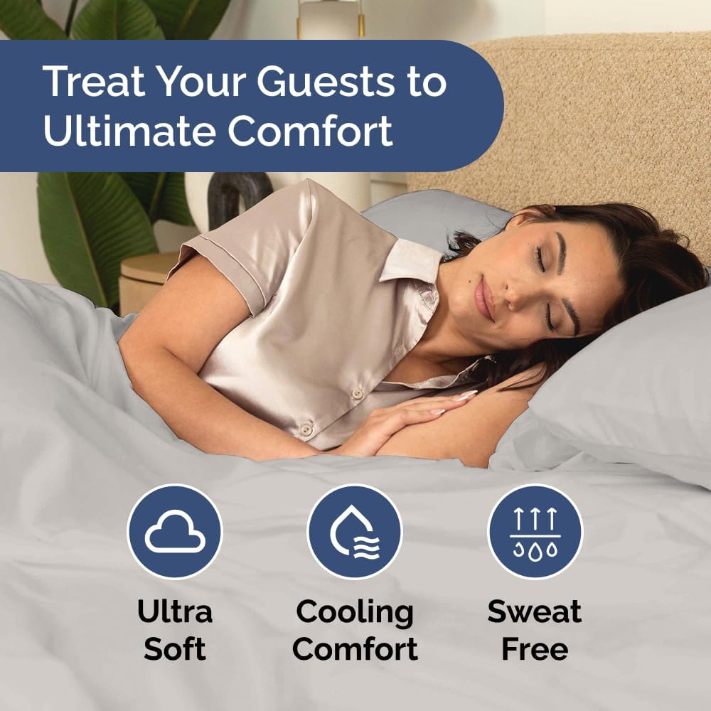 Bulk Case Pack of 12 Sheet Sets - (12) Complete Queen Size Sheet Sets with Deep Pockets - Wholesale Bulk Bedding for Hotels, Spas & Airbnbs - Breathable, Cooling & Wrinkle Free - (Queen, French Grey)