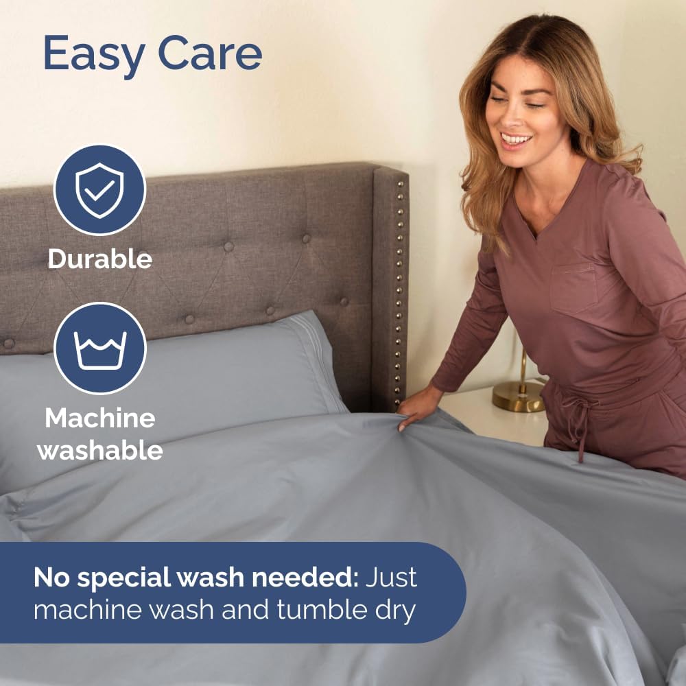 Bulk Case Pack of 12 Sheet Sets - (12) Complete Queen Size Sheet Sets with Deep Pockets - Wholesale Bulk Bedding for Hotels, Spas & Airbnbs - Breathable, Cooling & Wrinkle Free - (Queen, Steel Blue)