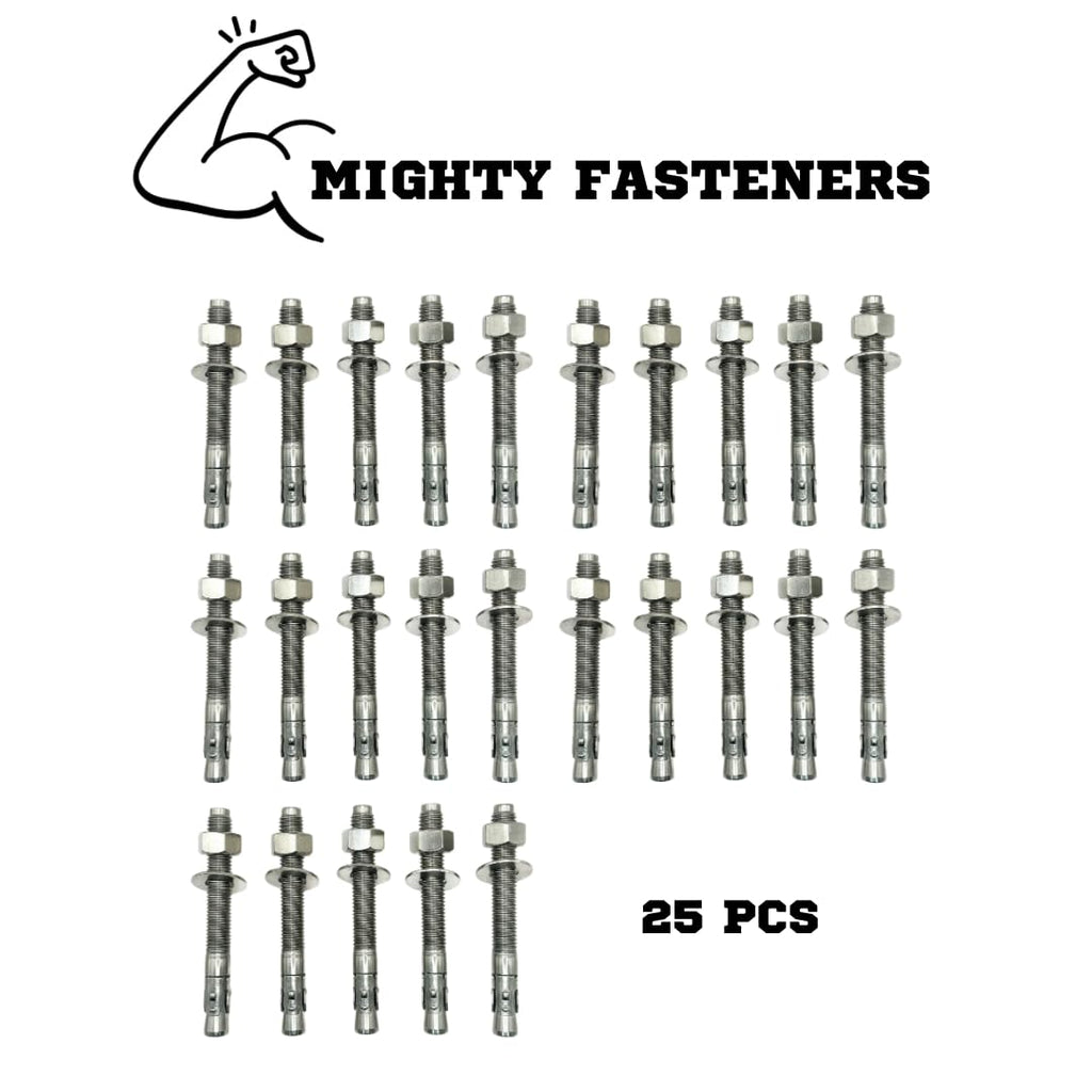 Mighty Fasteners Wedge Anchors – Heavy-Duty 304 Stainless Steel Expansion Bolts for Concrete & Masonry, Rust-Resistant & Durable - 5/8' X 5-1/2' - 25 Pack