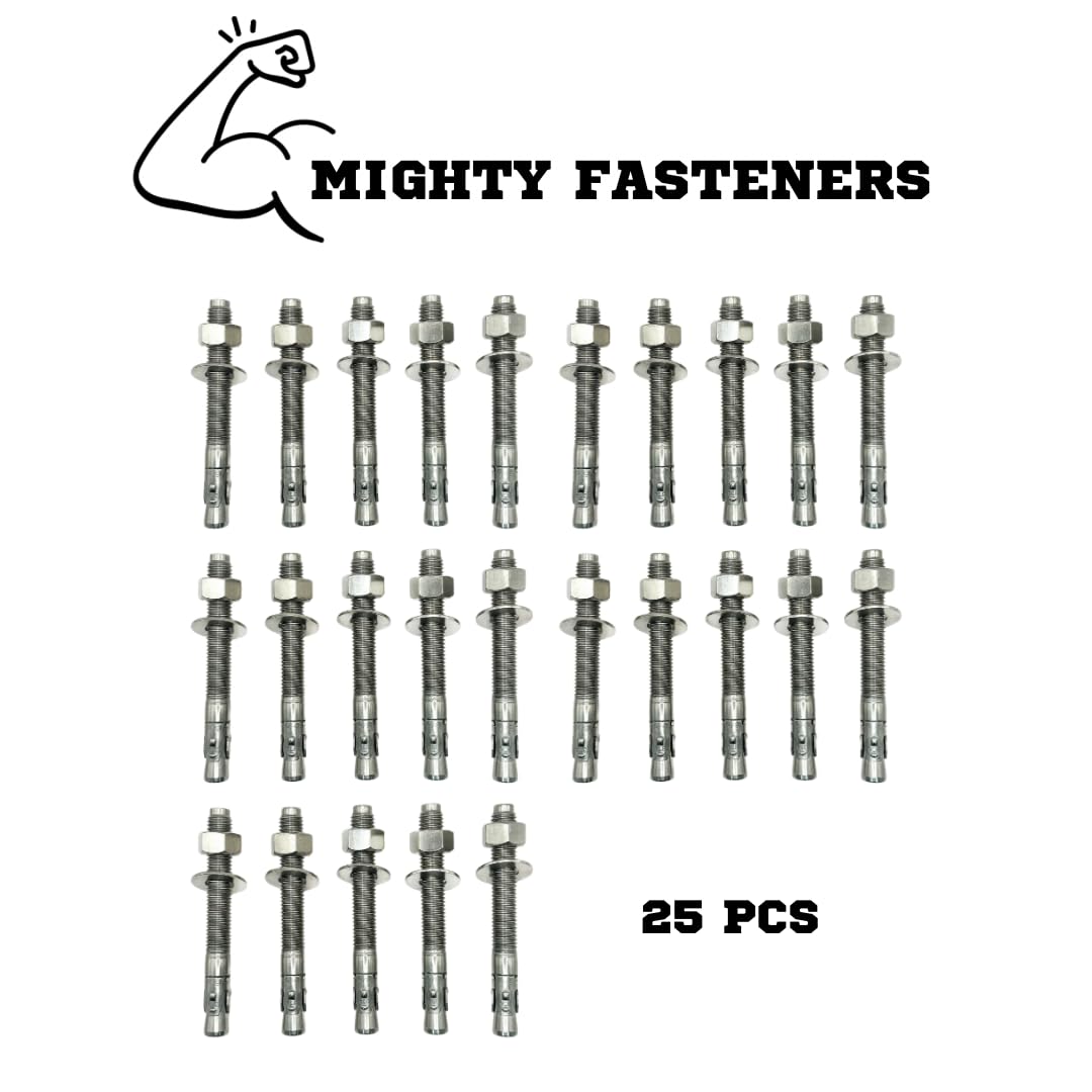 Mighty Fasteners Wedge Anchors – Heavy-Duty 304 Stainless Steel Expansion Bolts for Concrete & Masonry, Rust-Resistant & Durable - 5/8' X 5-1/2' - 25 Pack